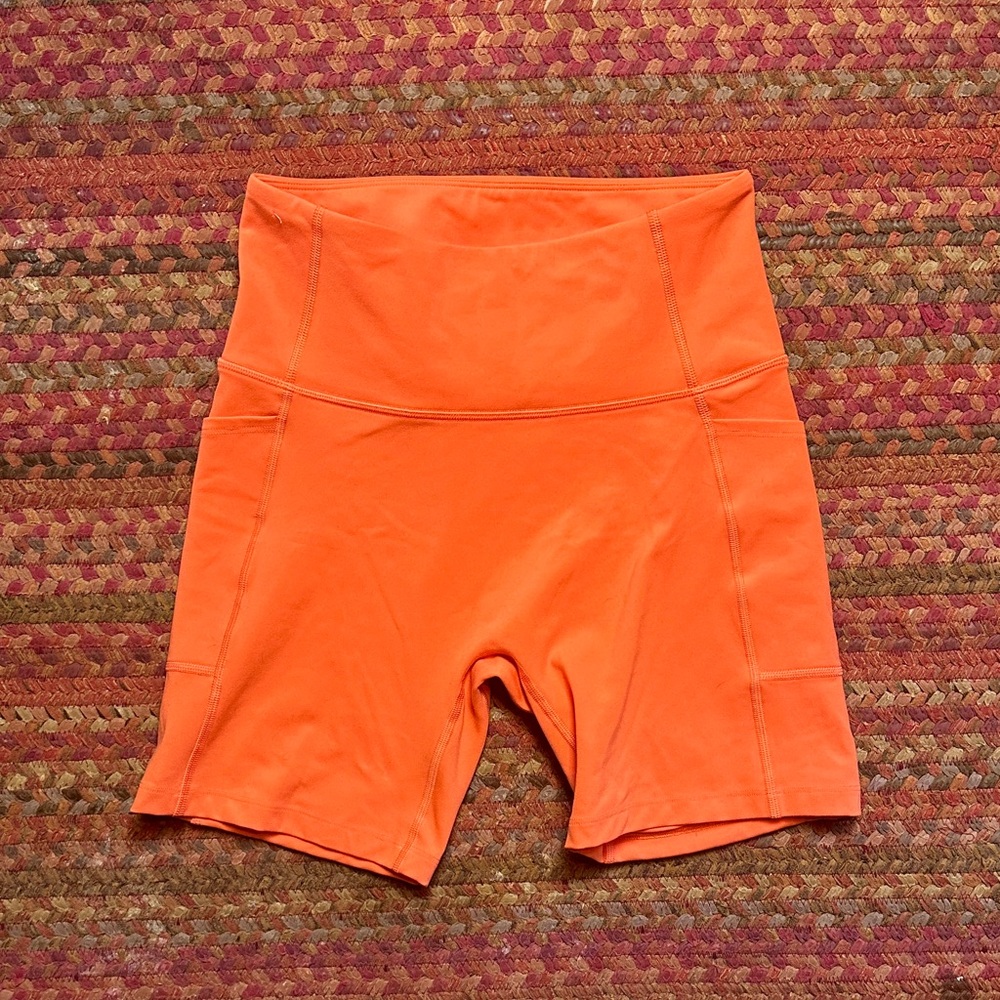 Lorna Jane Orange High-Waist Athletic Bike Shorts